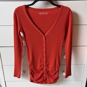 🍂VICTORIAS SECRET TEE SHOP WOMENS SIZE XS BURNT ORANGE BUTTON DOWN TOP